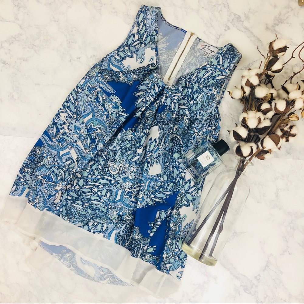 Fringe Benefits Blue Floral Tank